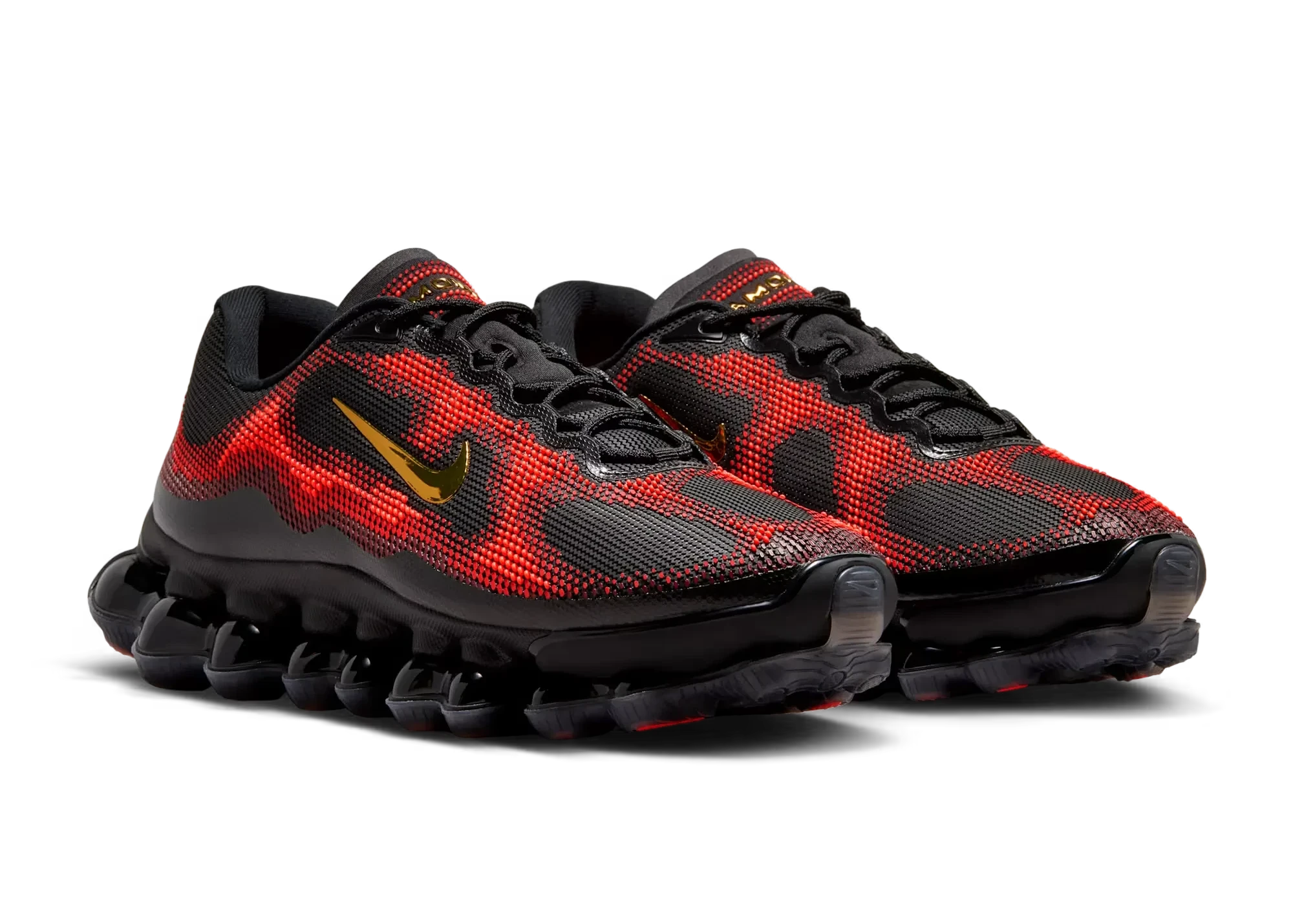 Nike Air Liquid Max Bright Crimson Fire Red en mesh rouge avec unité Air visible intégrale et silhouette moderne inspirée de la performance.