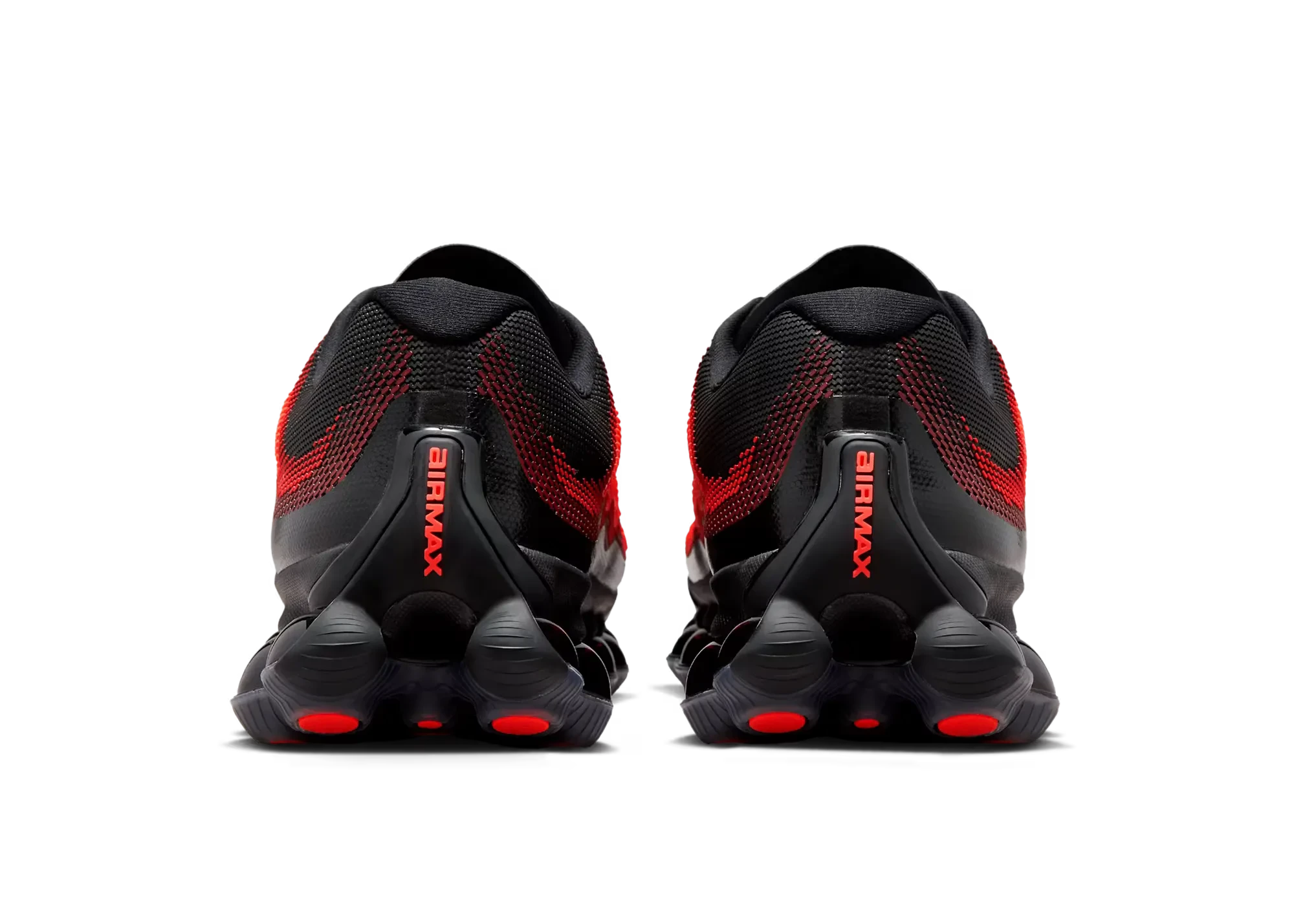 Nike Air Liquid Max Bright Crimson Fire Red en mesh rouge avec unité Air visible intégrale et silhouette moderne inspirée de la performance.