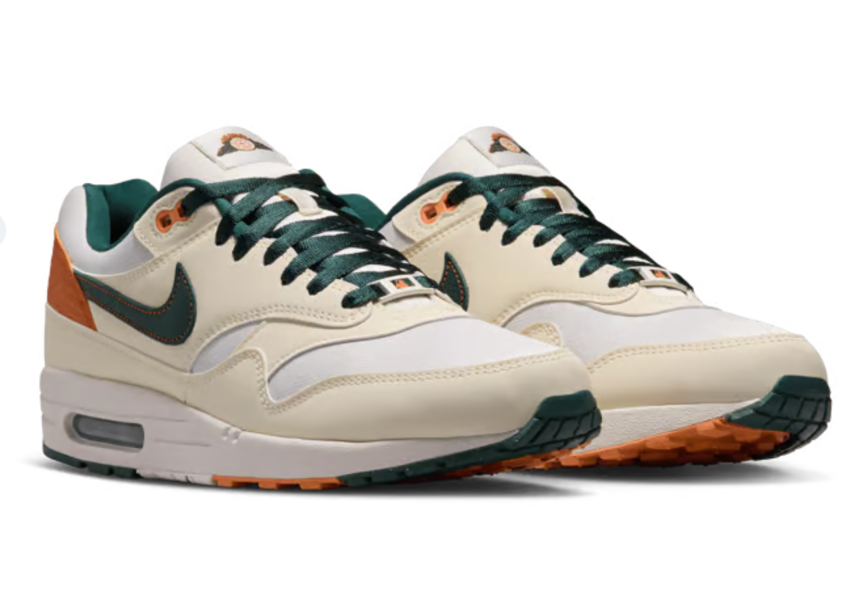 Nike Air Max 1 Baltimore Orioles City Connect 2026 avec tige en mesh respirant, empiècements en cuir et daim, unité Air Max visible et détails inspirés des Baltimore Orioles.