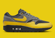 Chaussure de ville Nike Air Max 1 Hufquake , noir , vert , semelle confortable , vue de profil