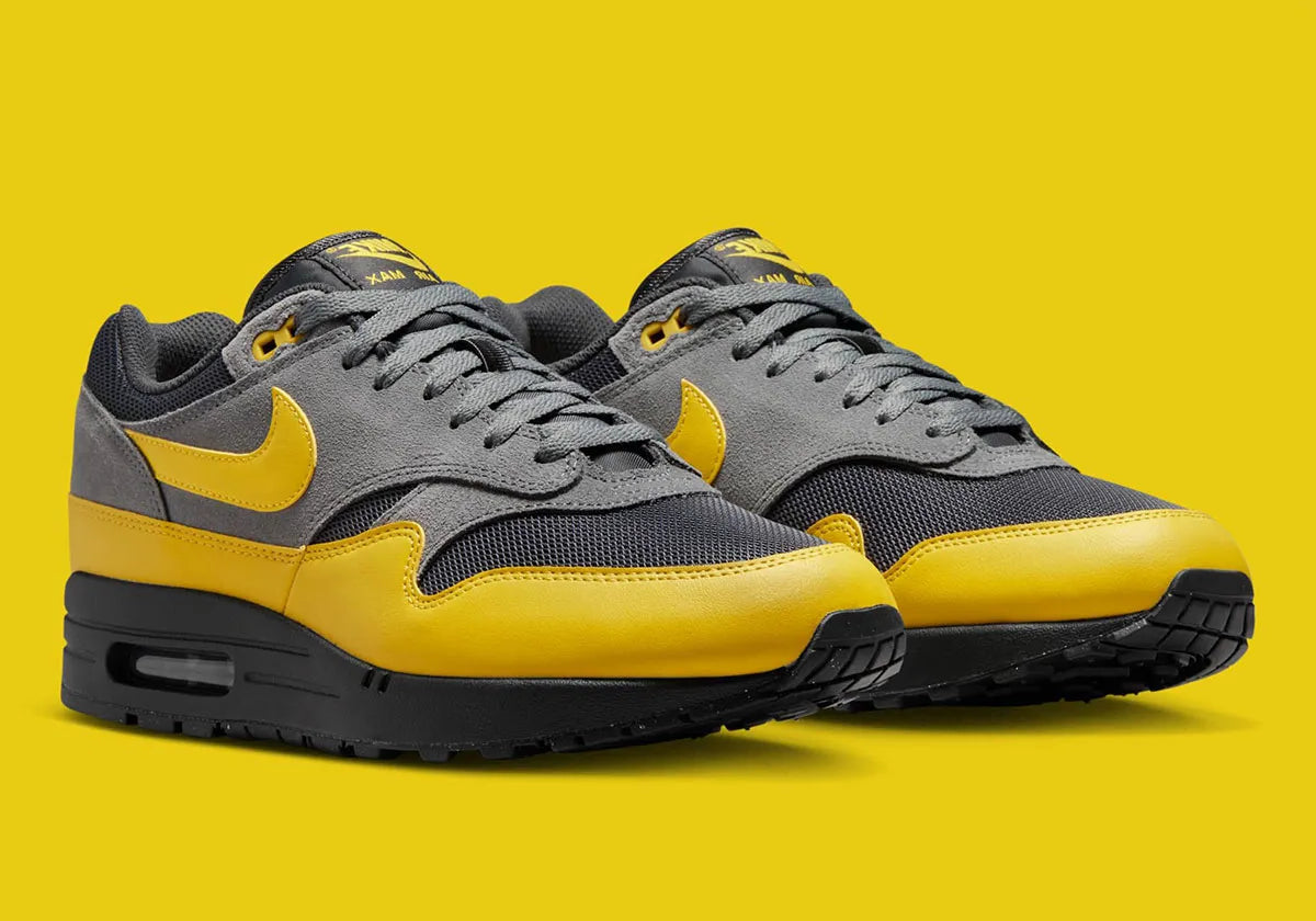 Chaussure de ville Nike Air Max 1 Hufquake , noir , vert , semelle confortable , vue de coté