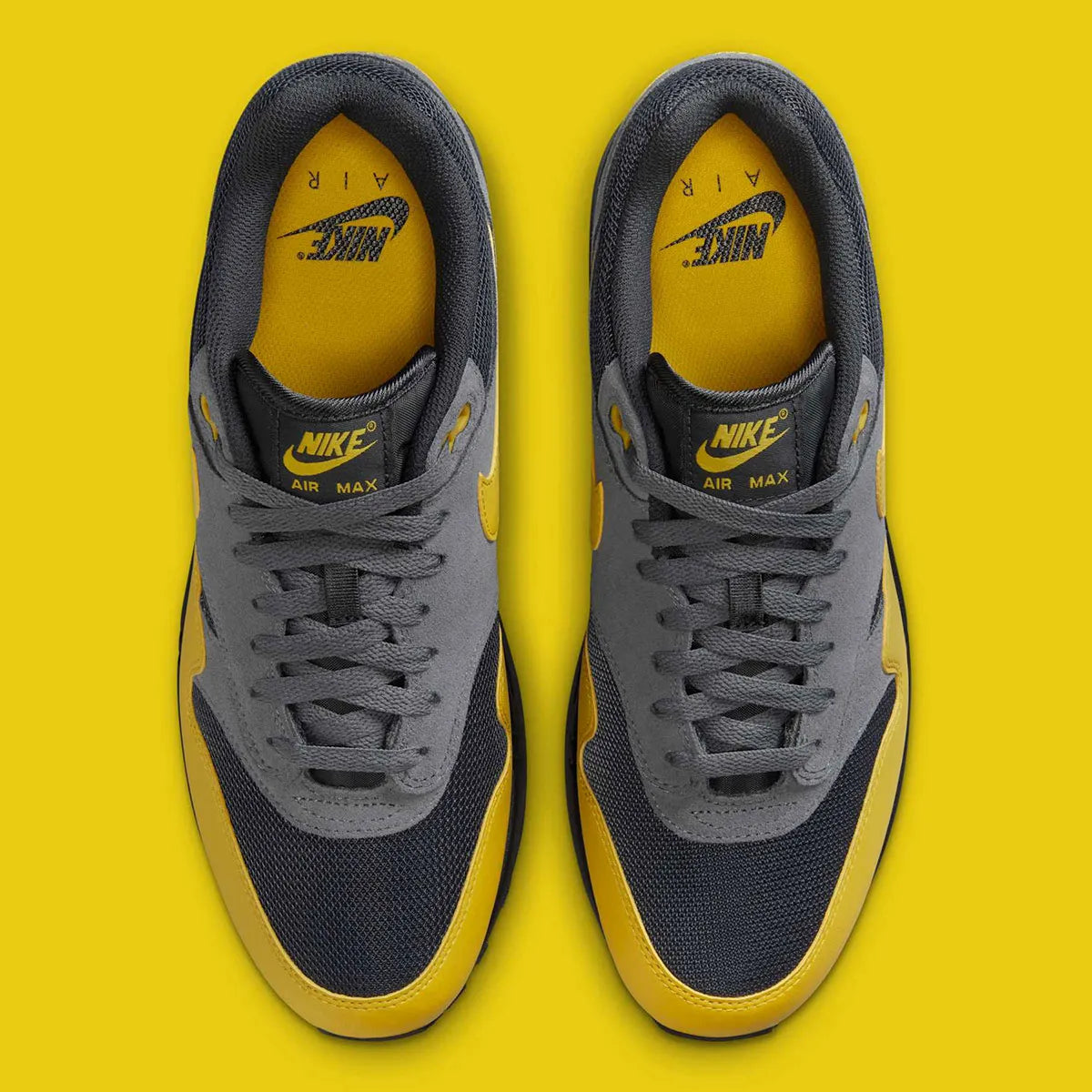 Chaussure de ville Nike Air Max 1 Hufquake , noir , vert , semelle confortable , vue de haut