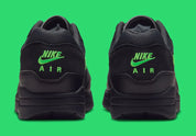 Chaussure de ville Nike Air Max 1 Hufquake , noir , vert , semelle confortable , vue de derrière