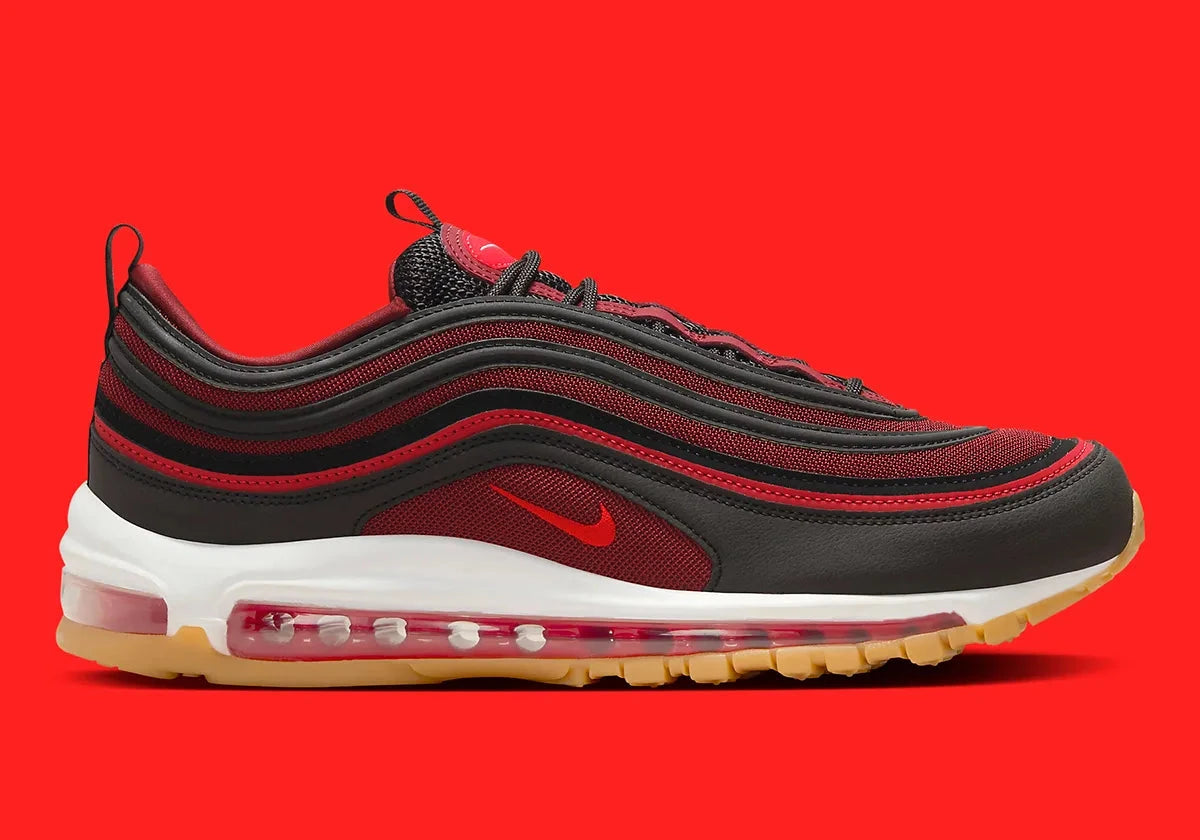 Nike Air Max 97 Black Team Scarlet rouge rose noir liseré