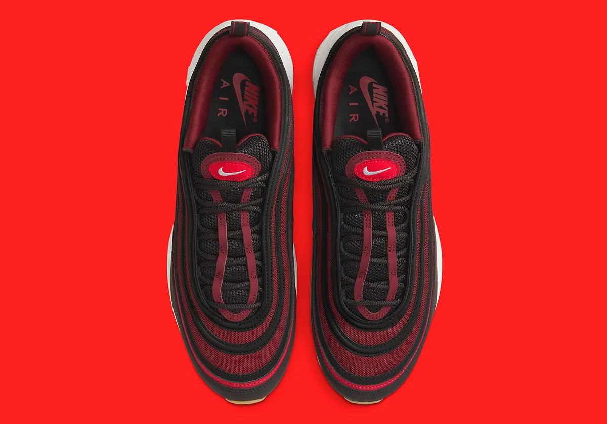 Nike Air Max 97 Black Team Scarlet rouge rose noir liseré 