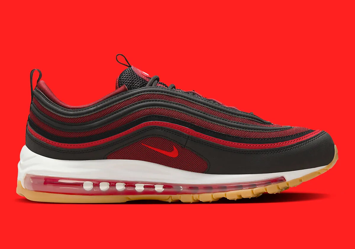 Nike Air Max 97 Black Team Scarlet rouge rose noir liseré