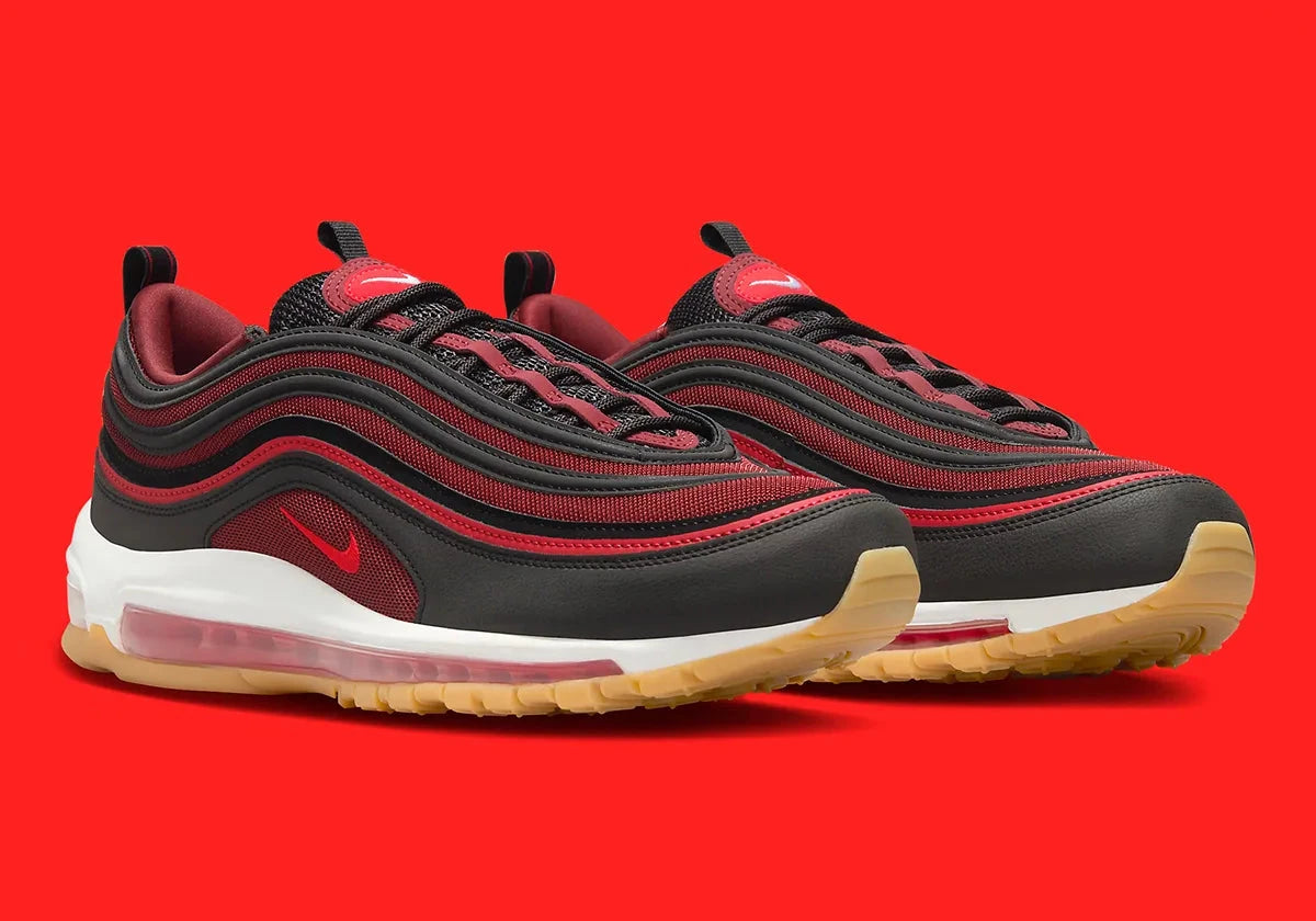 Nike Air Max 97 Black Team Scarlet rouge rose noir liseré