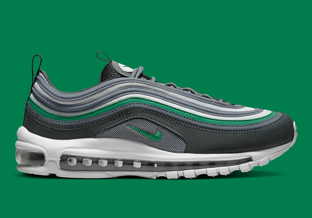 Nike Air Max 97 Cool Grey Stadium Green argent liseré vert gris blanc bulle d'air 