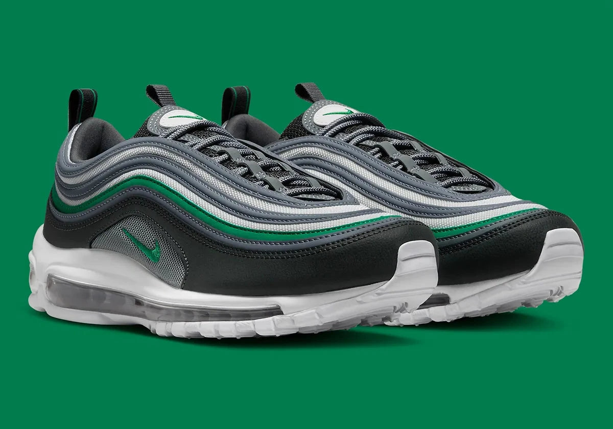 Nike Air Max 97 Cool Grey Stadium Green argent liseré vert gris blanc bulle d'air 