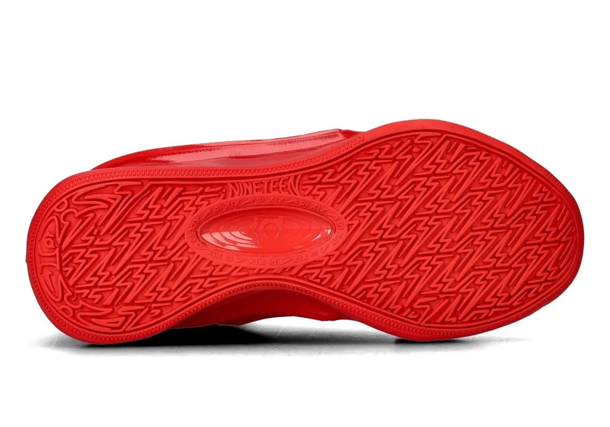 Nike KD 19 University Red rouge vif avec tige en mesh technique, amorti Zoom Air et design performance basketball moderne.