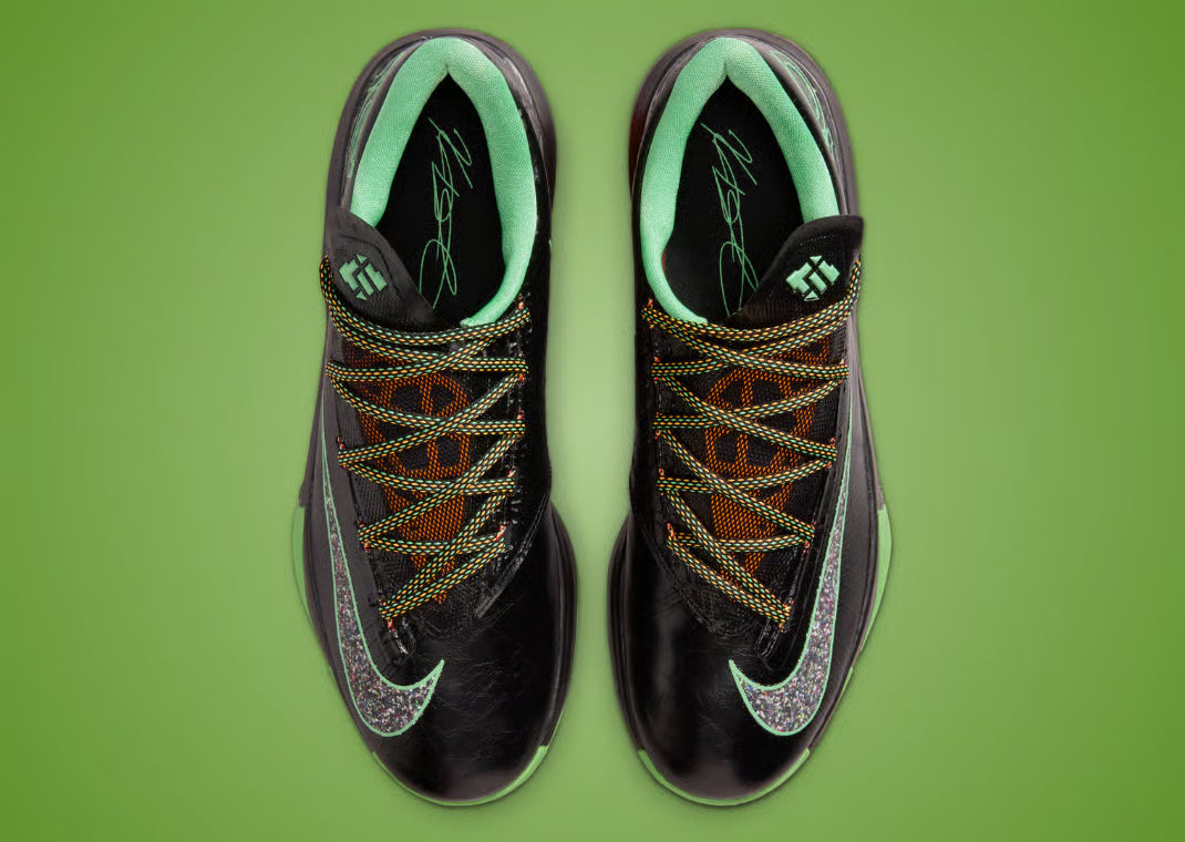 Nike KD 6 Brazil 2026 en vert, jaune et bleu avec amorti Zoom Air et silhouette basketball performante inspirée du Brésil.