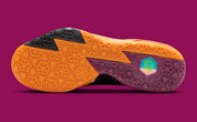 Nike KD 6 Peanut Butter & Jelly 2026 avec tige en mesh et matériaux synthétiques Laser Orange, détails Raspberry Red, grand Swoosh violet, amorti Zoom Air à l'avant-pied et Max Air au talon.