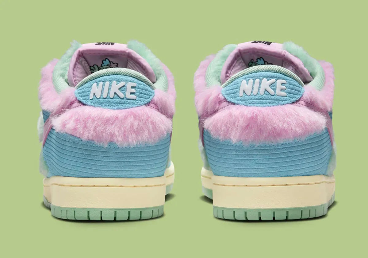 Nike SB Dunk Low Verdy Visty fourure poils doux vert rose bleu jaune 