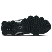 Nike Shox TL Seaweed Gunmetal avec tige en mesh respirant, renforts synthétiques Seaweed et Gunmetal et semelle Nike Shox intégrale offrant amorti et stabilité vue du dessous. 