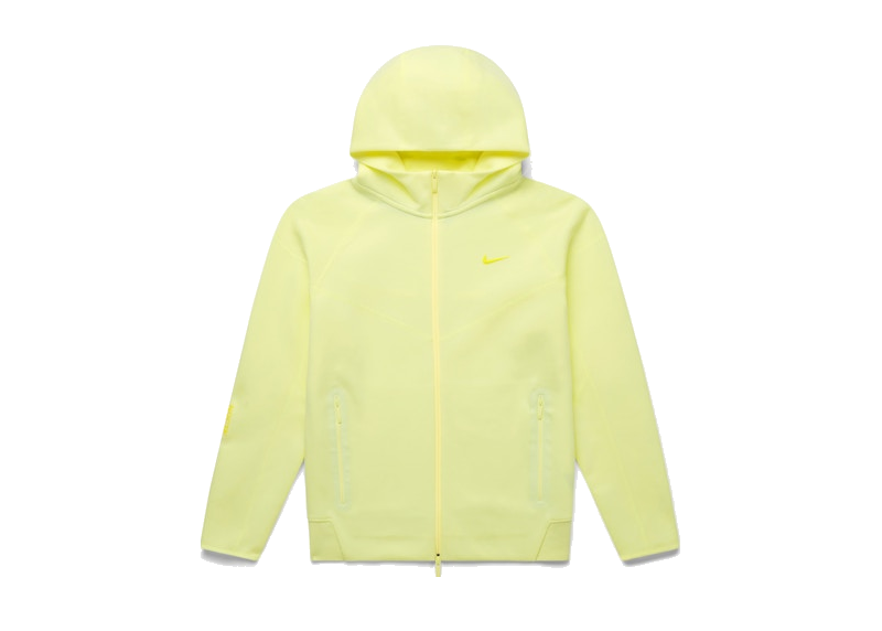 Nike x NOCTA NRG Tech Fleece Full Zip Hoodie Citron Tint/Vivid Sulfur, hoodie jaune en Tech Fleece avec fermeture zippée intégrale et capuche.