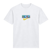 Nike x One Piece Graphic T-Shirt White IX8507-100 en coton blanc avec coupe ample et graphismes inspirés du Jolly Roger de One Piece.