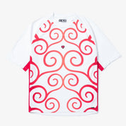 Nike x One Piece Jersey White/Very Berry/Green Quartz, jersey blanc à manches courtes avec détails Very Berry et Green Quartz.