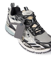 OFF-WHITE Be Right Back Grey Black grises et noires en matériaux techniques avec détails graphiques signature et semelle sculpturale (zoom avant)