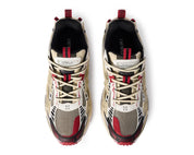 OFF-WHITE Be Right Back Sand Red beiges et rouges en matériaux techniques avec détails graphiques signature et semelle sculpturale (vue de dessus)