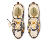 OFF-WHITE Be Right Back Silver Peach argentées et pêche en matériaux techniques avec détails graphiques signature et semelle sculpturale (vue de dessus)