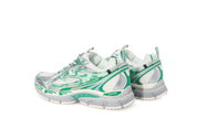 OFF-WHITE Be Right Back Silver Turquoise avec tige en mesh respirant, empiècements synthétiques argentés et turquoise, silhouette running moderne et semelle épaisse en caoutchouc.