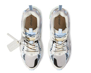 OFF-WHITE Be Right Back White Light Blue blanches et bleu clair en matériaux techniques avec détails graphiques signature et semelle sculpturale (vue de dessus)