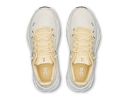 On Running Cloudtilt Blonde Dew, sneaker lifestyle On Running aux tons beige clair équipée de la technologie CloudTec Phase® et de l'amorti Helion™ vue du dessus. 