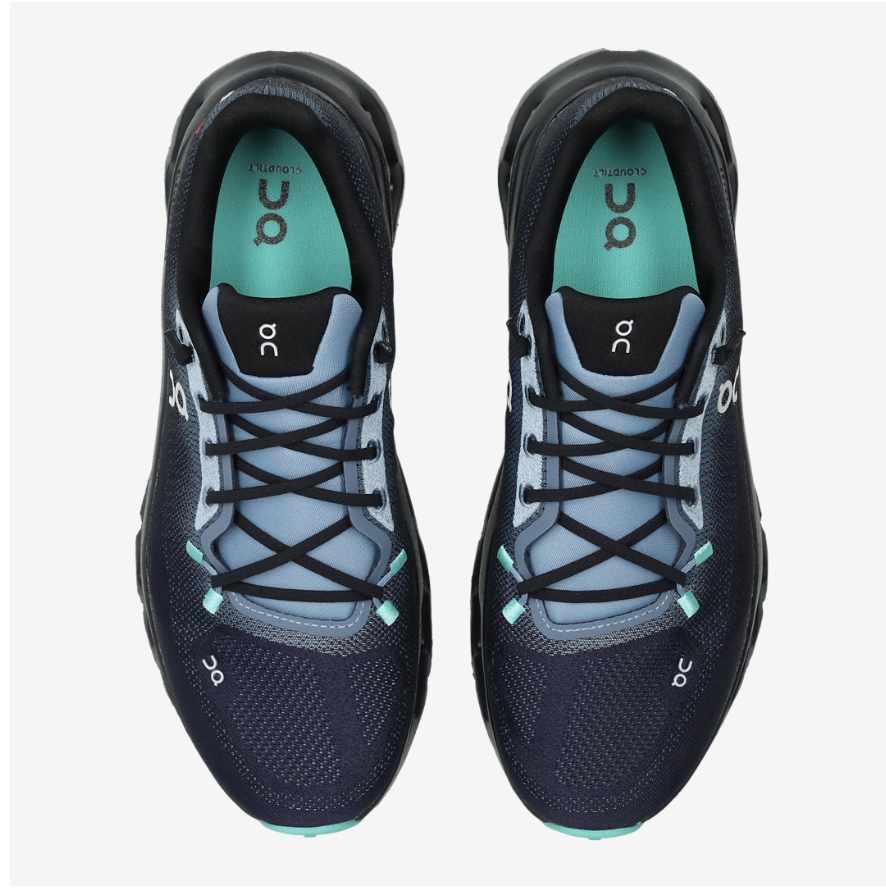 On Running Cloudtilt Dust Midnight, sneaker On Running gris et bleu nuit équipée de la technologie CloudTec Phase® et de l'amorti Helion™.