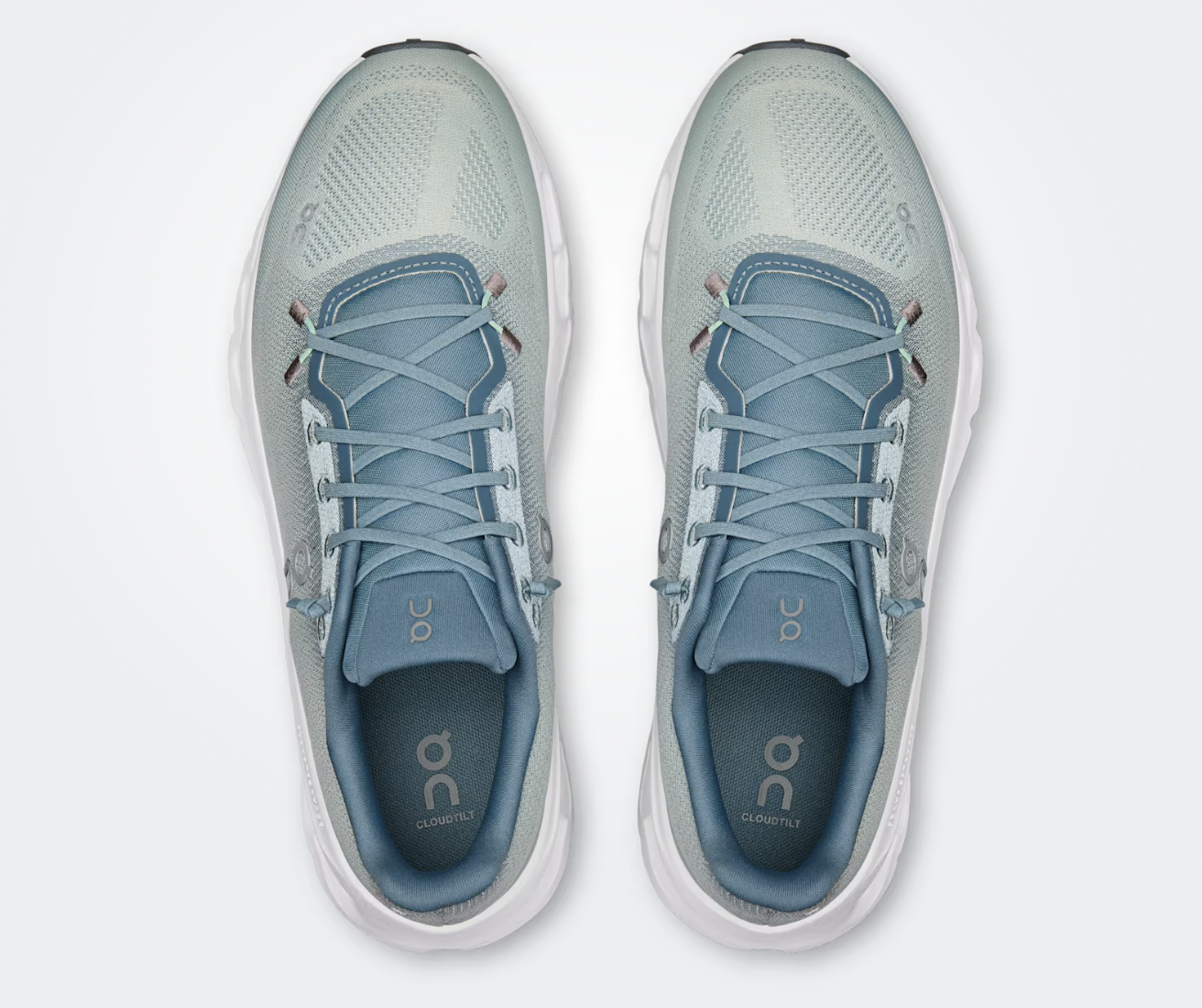 On Running Cloudtilt Tide Mineral, sneaker lifestyle bleue et grise équipée des technologies CloudTec Phase® et Helion™ offrant un amorti performant et un confort optimal.