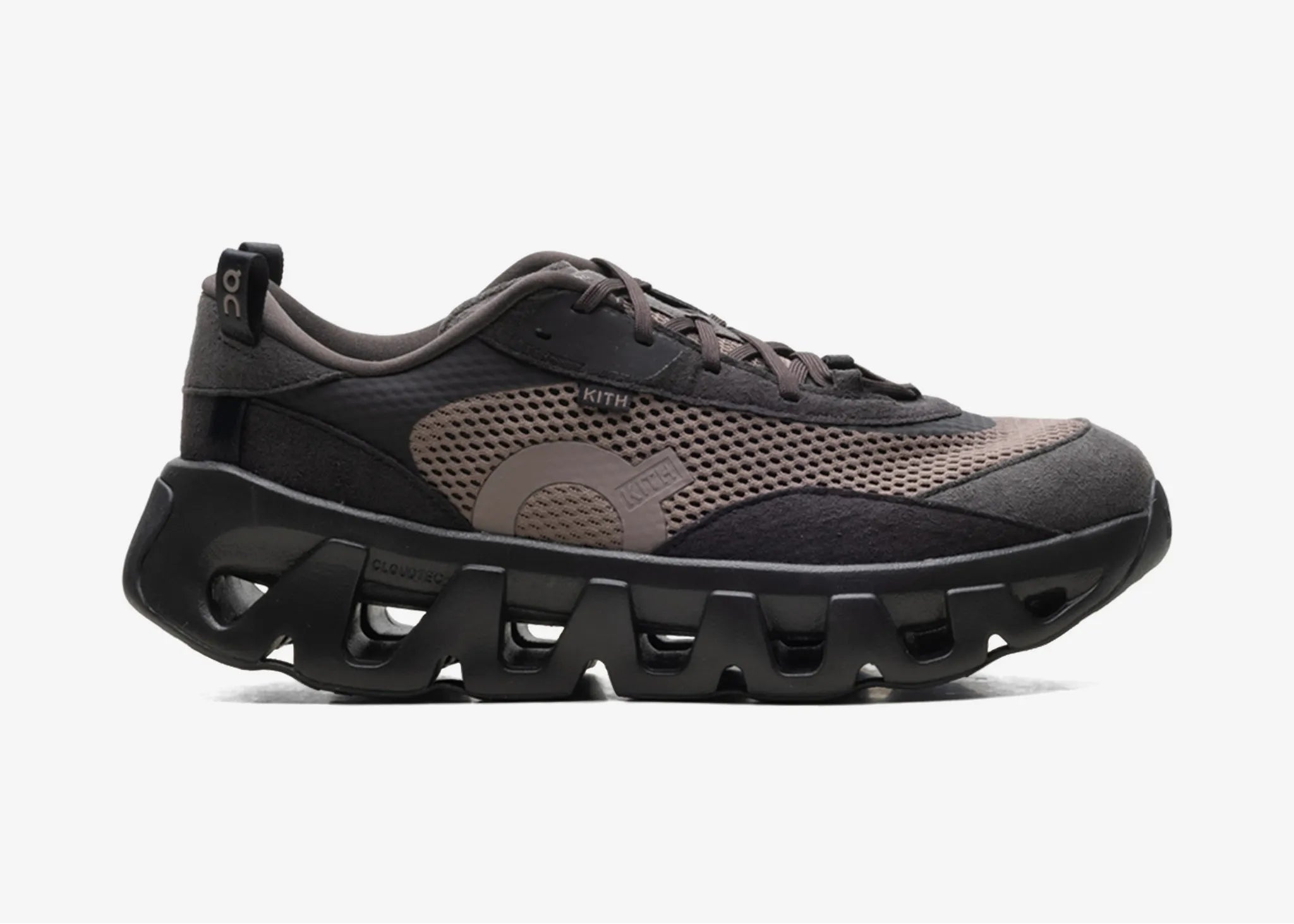 On Running K-Tech 2 Kith Thorn Ganache marron en mesh et suède synthétique avec semelle technique Helion™, Speedboard® et détails Kith.