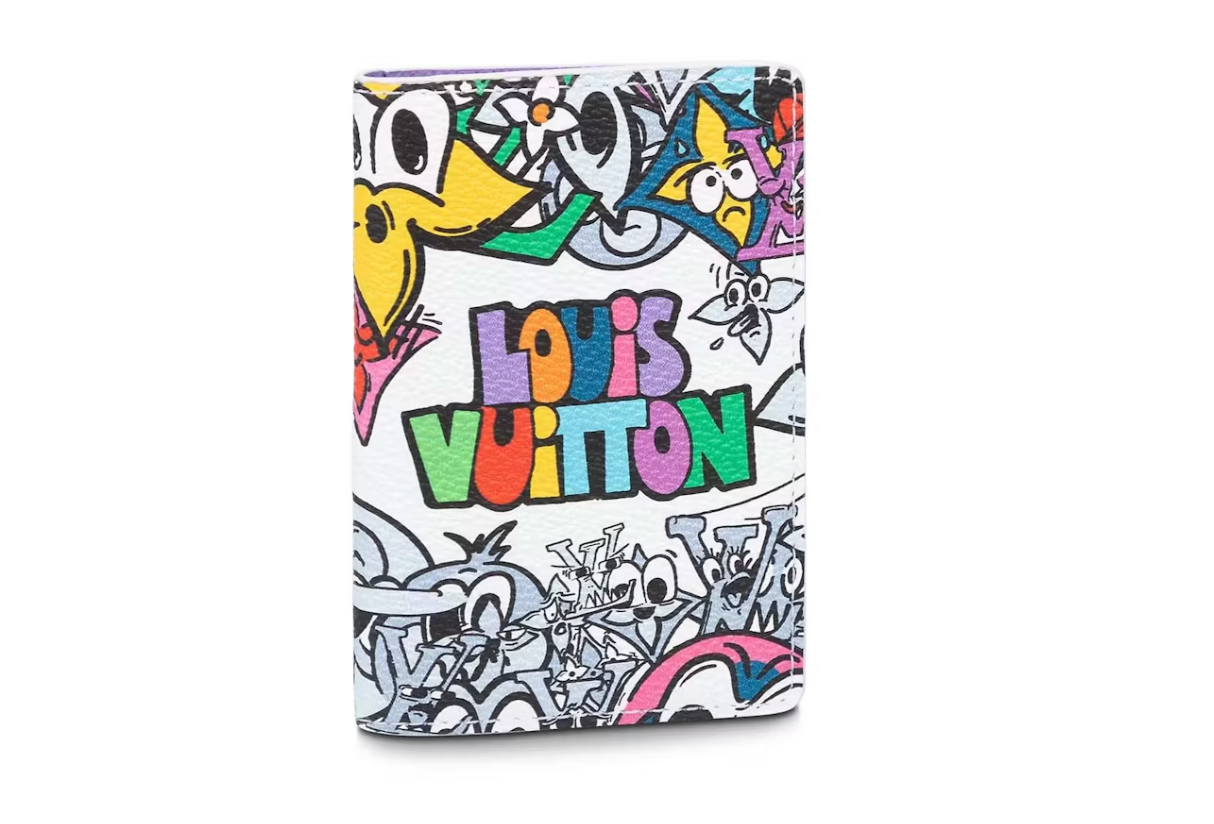  Porte-feuille Organizer de poche Louis Vuitton violet, multicolore, blanc, léger  discret, vu de face 