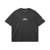 T-shirt noir Global Sneakers x Ailleurs/Higher Marseille – sérigraphie blanche et dorée avec monuments marseillais", vue de face logo coeur global sneakers