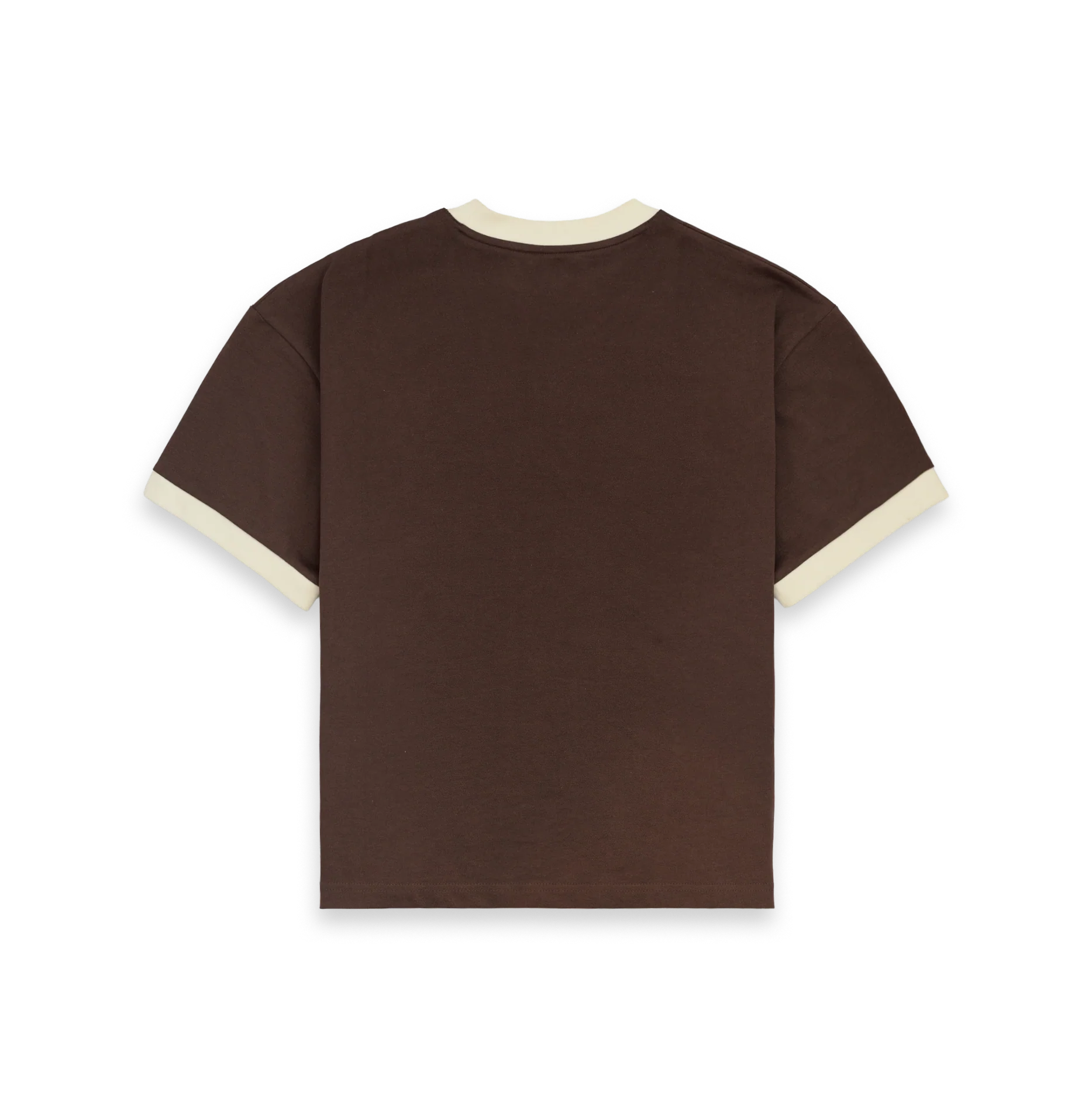 Tee-shirt Maison ATNAV marron et écru en coton premium avec coupe minimaliste et marquage M.A signature