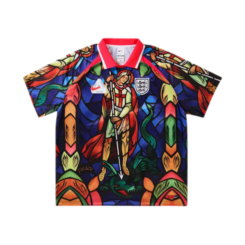 Palace x Nike England Dri-FIT Football Jersey Bright Crimson en polyester recyclé avec technologie Nike Dri-FIT, coloris rouge Bright Crimson et coupe technique inspirée du football.