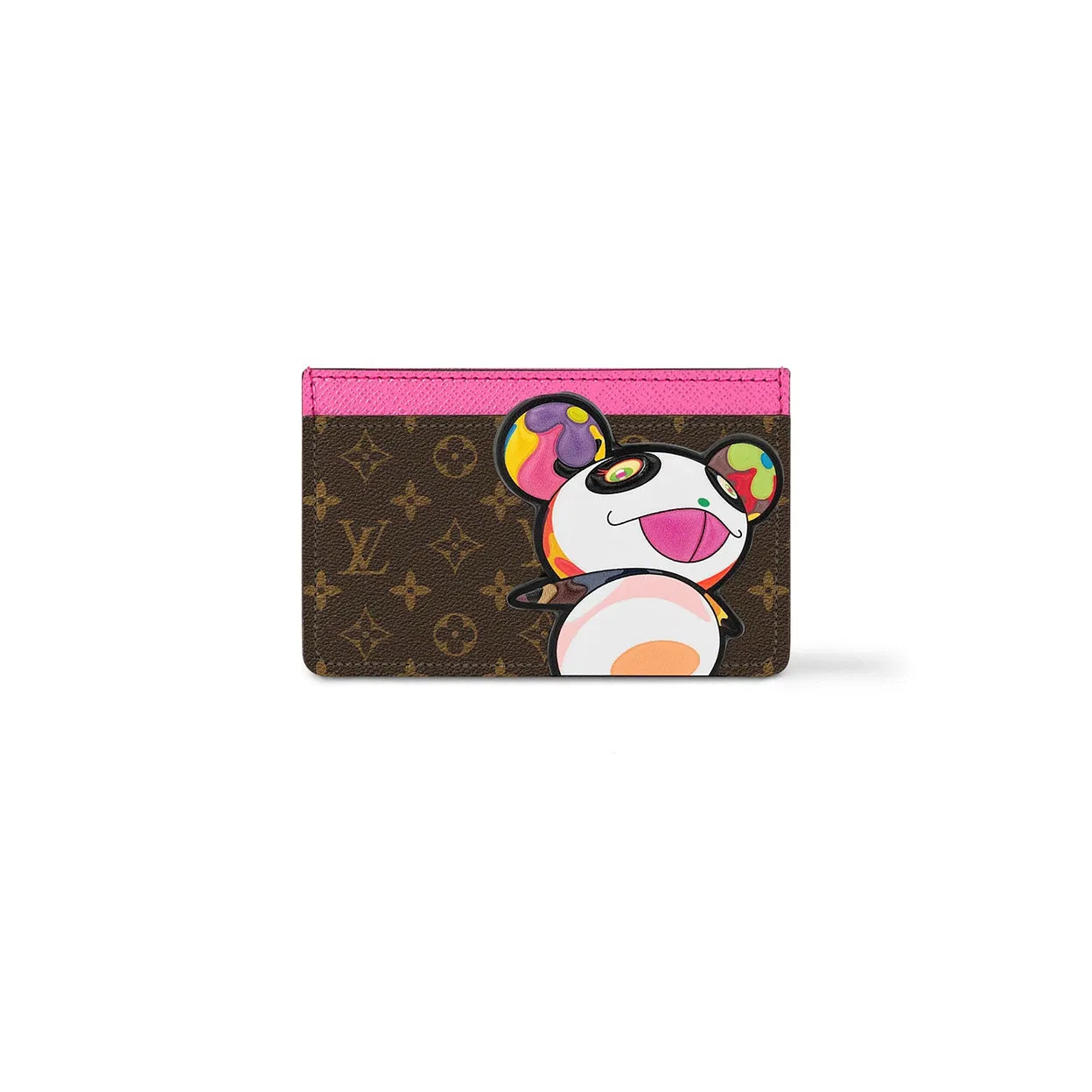 Porte-cartes Louis Vuitton x Takashi Murakami Panda Monogramme – Édition Limitée blanc cuir rose logo icône