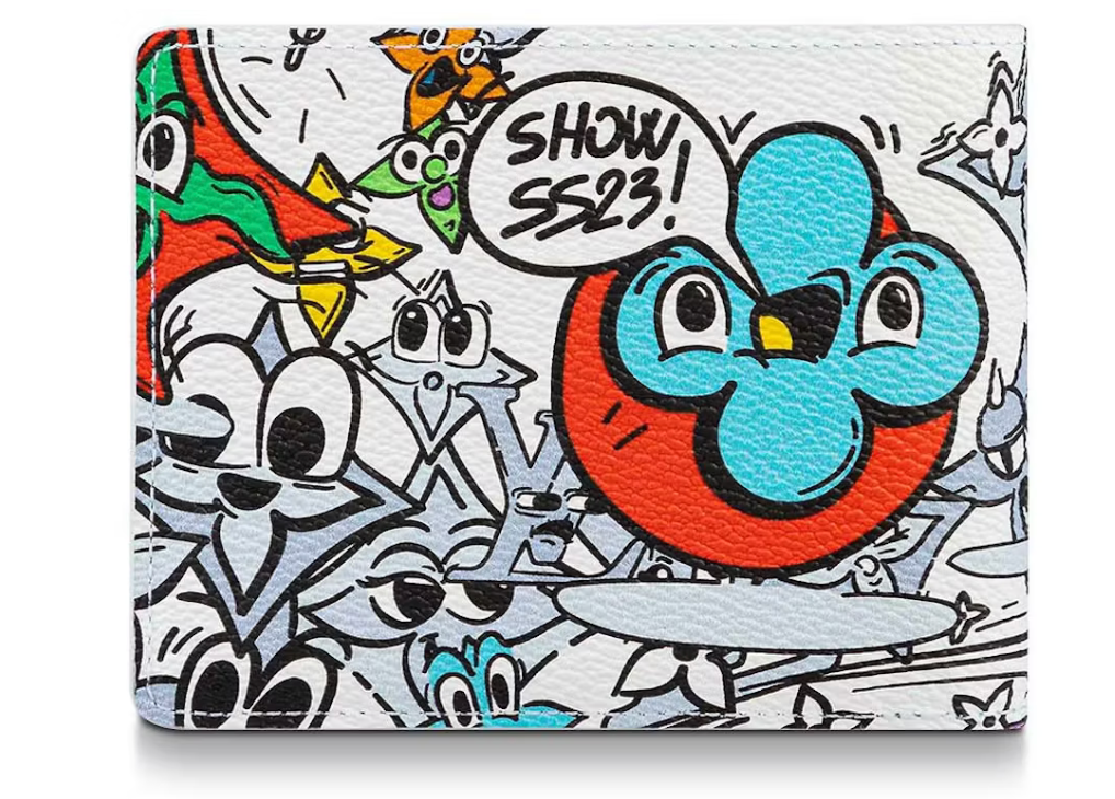Portefeuille Louis Vuitton Multiple bleu cartoon dessin coloré multicolors blanc bulle