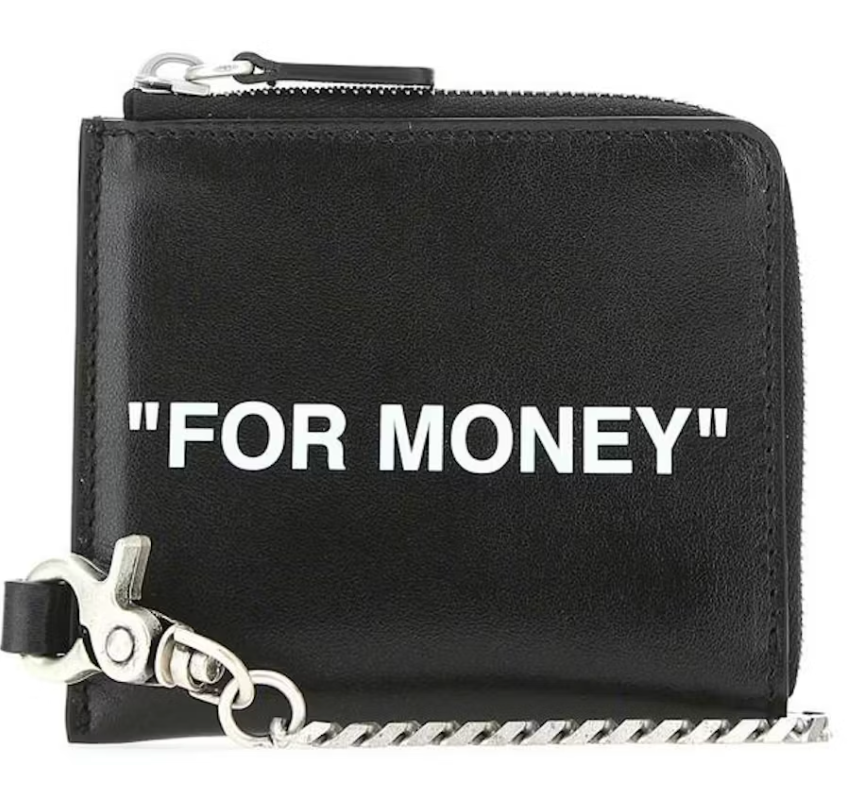 Portefeuille à chaîne OFF-WHITE "For Money" noir chaine argent 