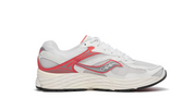 Découvrez la Saucony ProGrid Omni 9 TMY Ivory Coral, une sneaker rétro-running ivoire et corail au design Y2K, avec construction technique et amorti ProGrid vue de profil intérieur. 