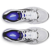 Saucony Ride Millennium blanche avec détails noir et Royal Blue, mesh respirant et amorti GR.Vue de haut