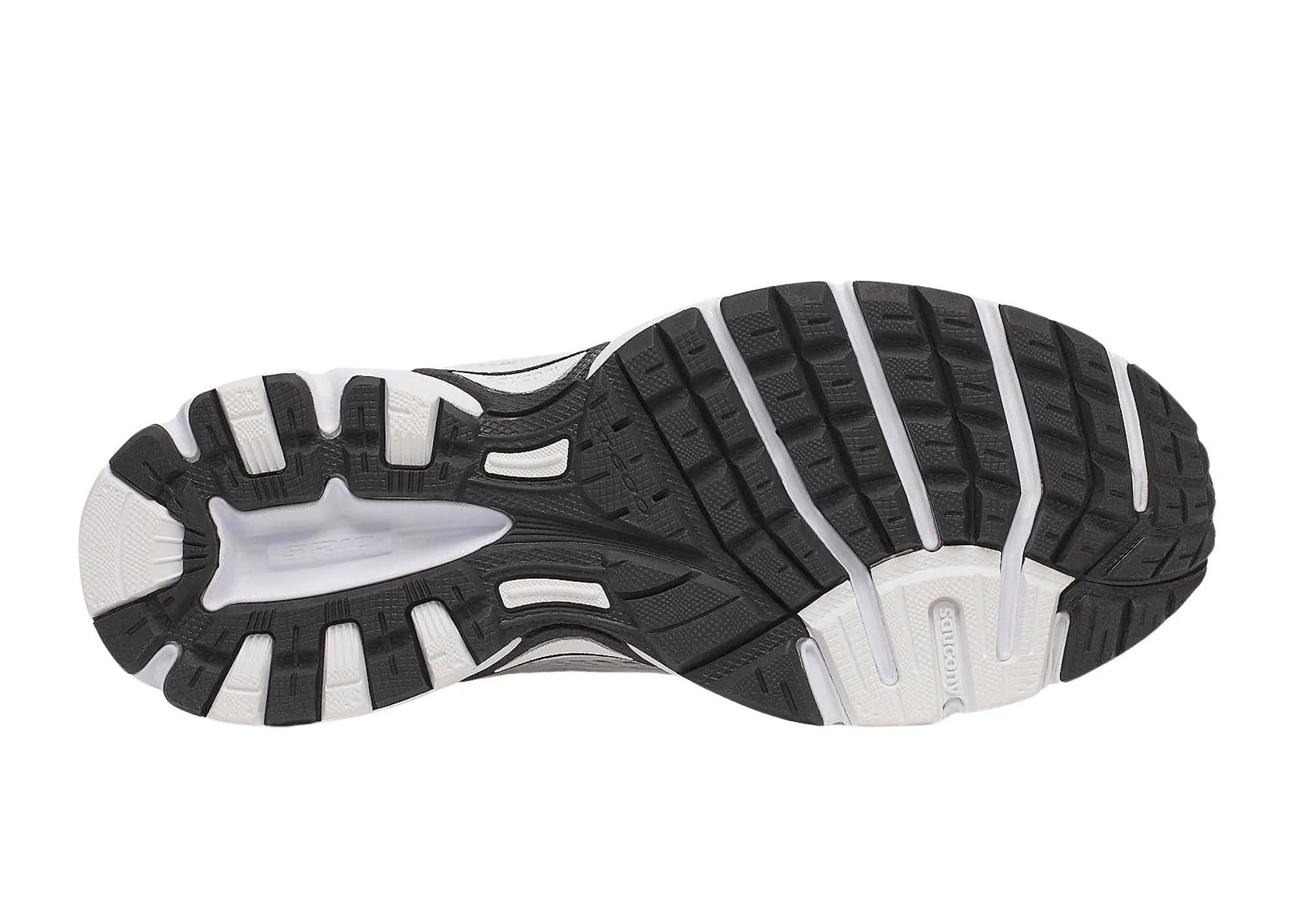 Saucony Grid Ride Millennium White Silver Black, sneaker Saucony rétro-running blanche, argentée et noire en mesh avec empiècements techniques et amorti GRID.