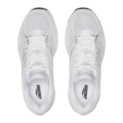 Saucony Grid Ride Millennium White Silver Black, sneaker Saucony rétro-running blanche, argentée et noire en mesh avec empiècements techniques et amorti GRID.