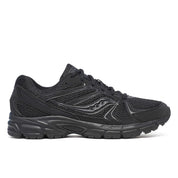Saucony Grid Ride Millennium entièrement noire avec mesh texturé et semelle amortie GRID.Vue de coté
