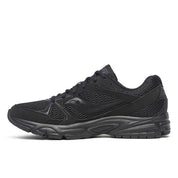Saucony Grid Ride Millennium entièrement noire avec mesh texturé et semelle amortie GRID.Vue coté intérieur 