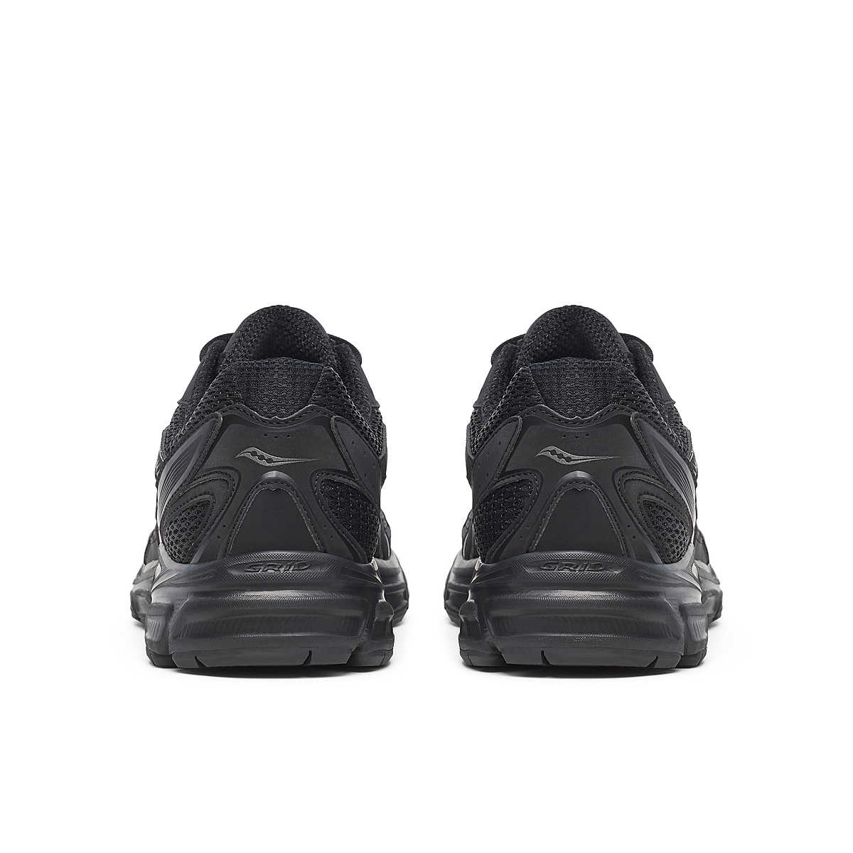 Saucony Grid Ride Millennium entièrement noire avec mesh texturé et semelle amortie GRID.Vue arrière 