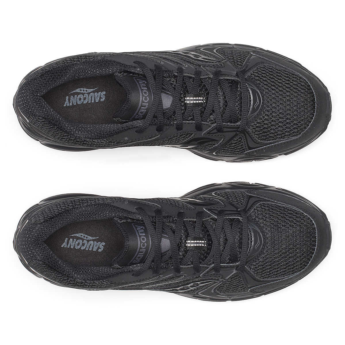 Saucony Grid Ride Millennium entièrement noire avec mesh texturé et semelle amortie GRID.Vue de haut