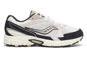 Sneakers Saucony Grid Ride Millennium blanches et noires en suède et textile avec technologie Grid et design running rétro.Vue de coté