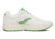 Saucony ProGrid Omni 9 Branche d’Olivier en mesh respirant vert olive avec superpositions techniques et amorti ProGrid vue de profil intérieur. 