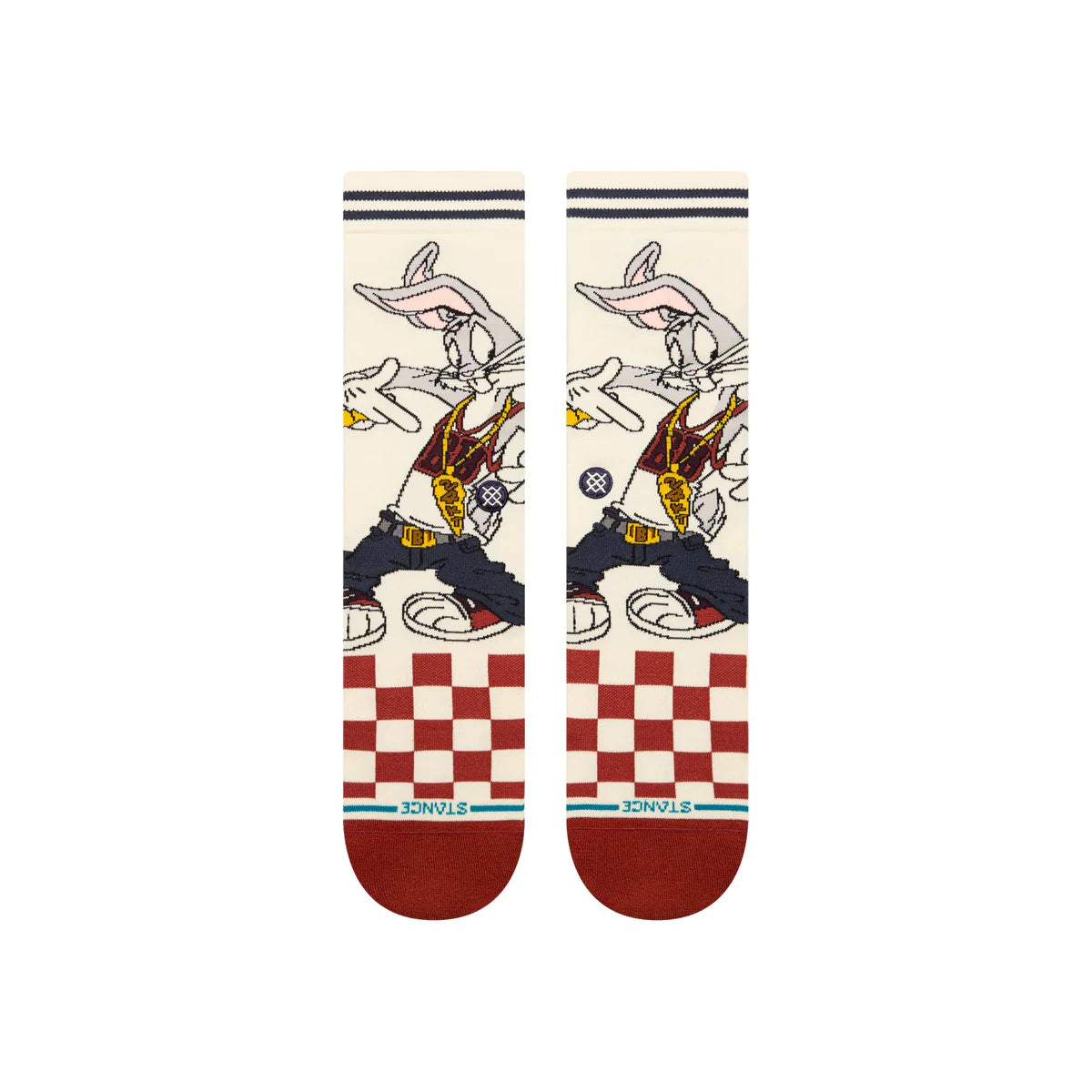 Paire de chaussette beige à motif bugs (looney tunes) vue de dessus