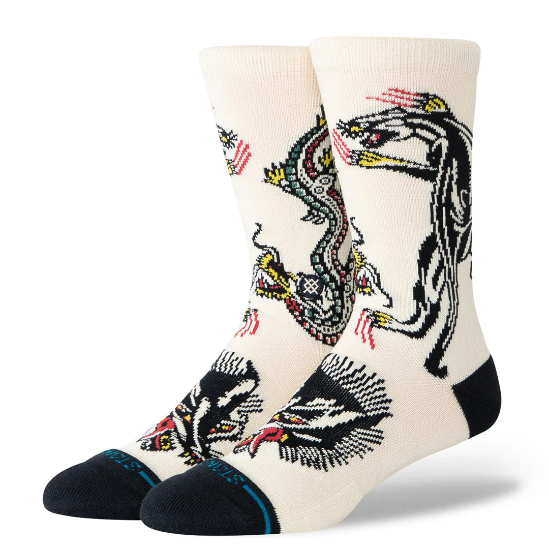STANCE Battle Crew, chaussettes mi-mollet STANCE avec motif exclusif, soutien de la voûte plantaire et renforts au talon et à la pointe.