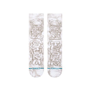 Paire de chaussette blanche à motif de "storm trooper" de la saga "Star Wars" de couleur grise. La paire de chaussette est vue de dessus
